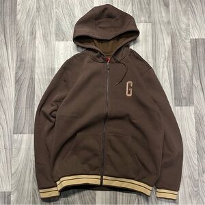 Guess Chocolate Brown Zip-Up Sweater